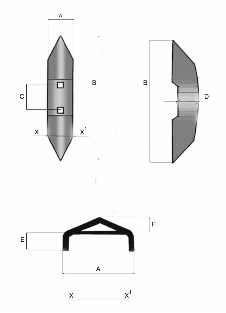 Vomere reversibile 40x4,5x215mm per coltivatori - Ama