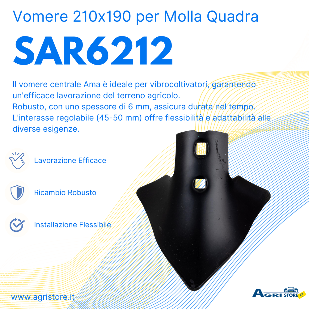 Vomere 210x190 centrale per molla quadra - Ama