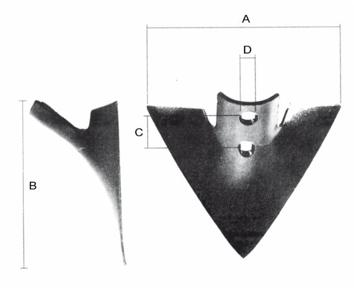 Vomere 210x190 centrale per molla quadra - Ama