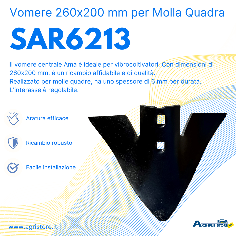 Vomere 260x200 centrale per molla quadra - Ama