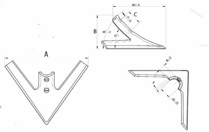 Vomere a lancia 175x6/45 per molla flex - Ama
