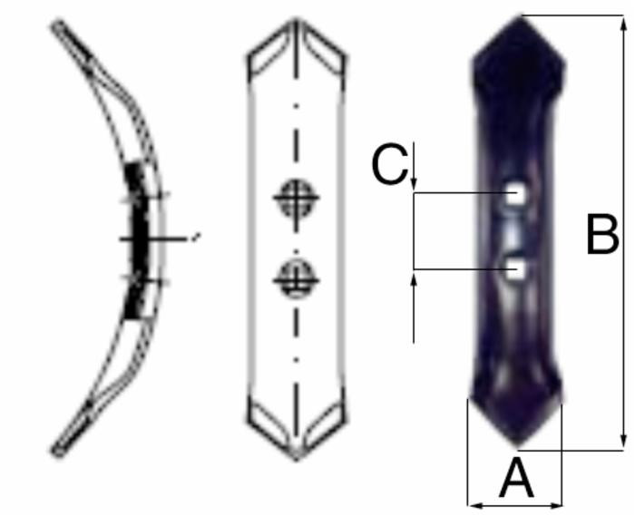 Vomere Ama reversibile per coltivatori con dimensioni di 50x237x6mm in acciaio al boro temperato - Ama