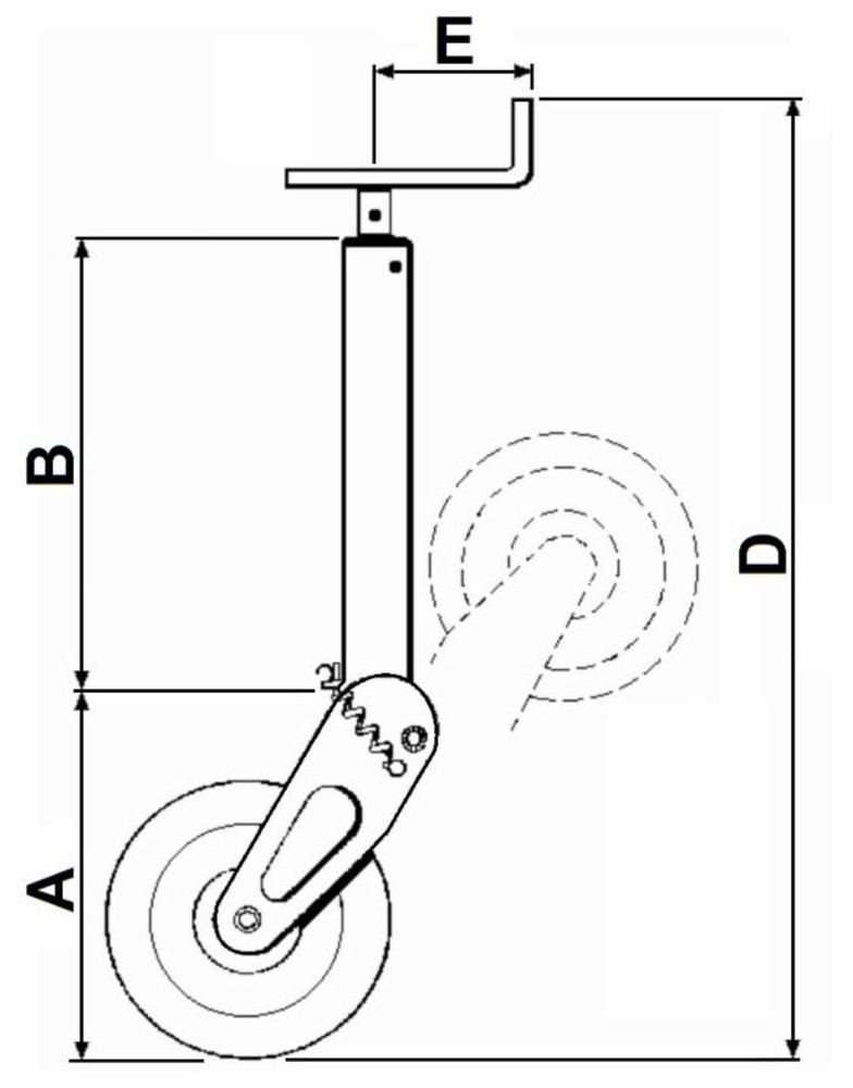 Servotimone con ruota d'appoggio a molla e ribaltamento semiautomatico Ama portata 1500kg - Ama