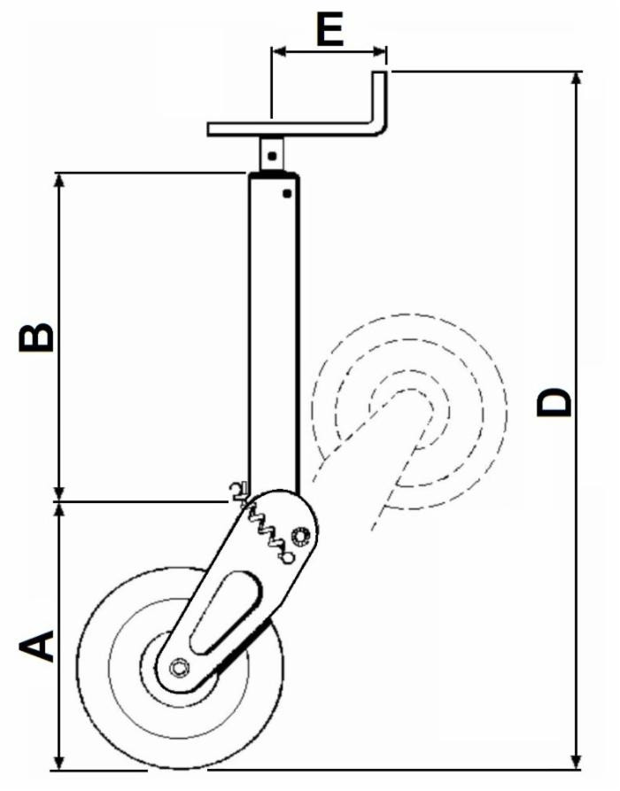 Servotimone con ruota d'appoggio a molla e ribaltamento semiautomatico Ama portata 1500kg - Ama