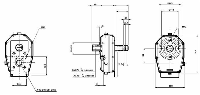 Moltiplicatore per pompa gruppo 3 femmina rapporto 1:3 con uscita maschio - Ama Refluid