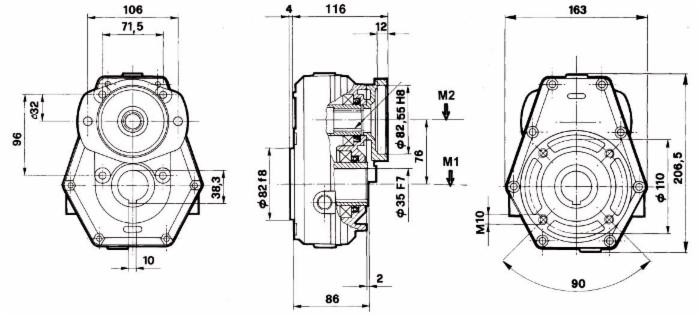 Riduttore gruppo 2 rapporto 2:1 per motori orbitali albero ø25mm - Ama Refluid
