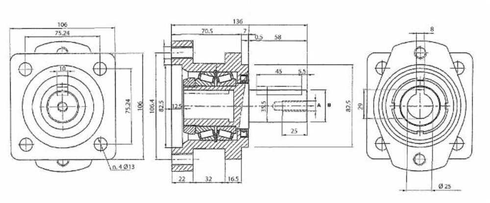 Supporto albero per motori orbitali ø25 - Ama Refluid