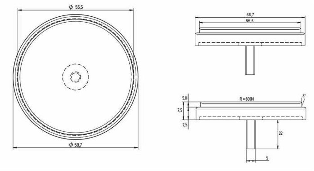 Catarifrangente con vite M5 bianco Ø 60mm - Ama