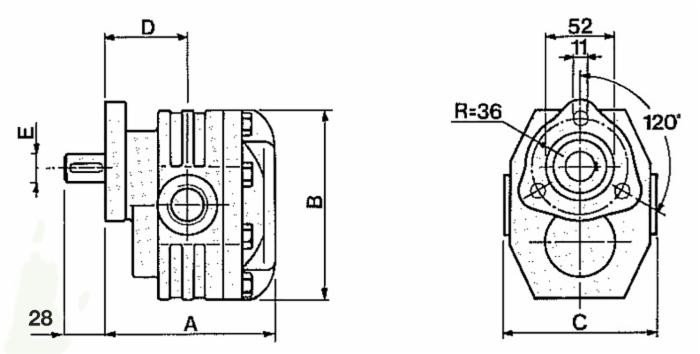 Pompa ad ingranaggi 38,4cc sinistra - Ama Refluid
