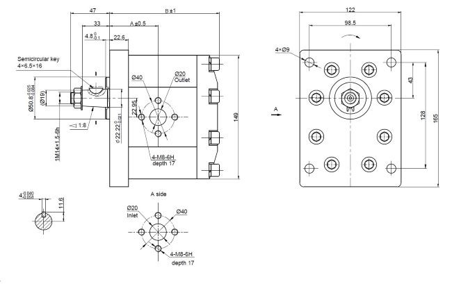Pompa ad ingranaggi gruppo 3 da 25cc destra "modello standard" tipo plessey c54 - Ama Refluid