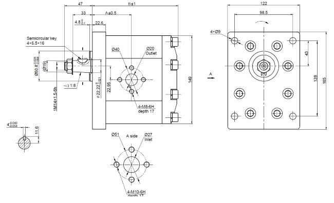 Pompa ad ingranaggi gruppo 3 da 42cc rotazione destra - Ama Refluid