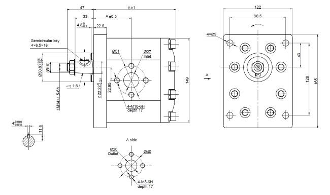 Pompa ad ingranaggi gruppo 3 da 42cc sinistra "modello standard" tipo plessey a94 - Ama Refluid