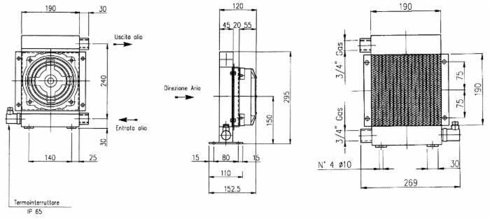 Scambiatore di calore oleodinamico 10-80L/min 12VDC - Sesino