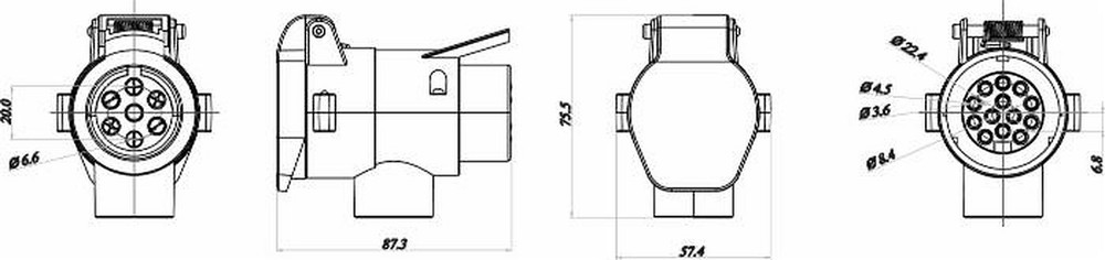 Adattatore con spina 7 poli e presa 13 poli - Ama