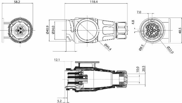 Spina 13 poli ISO 11446 - Ama