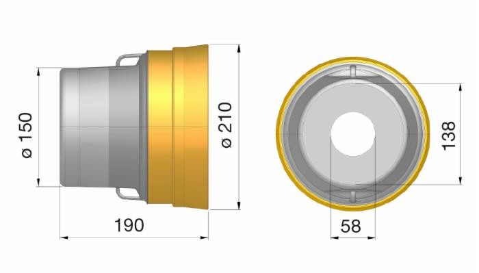 Controcuffia plastica Ø 210 lunghezza 190mm - Ama Cardan