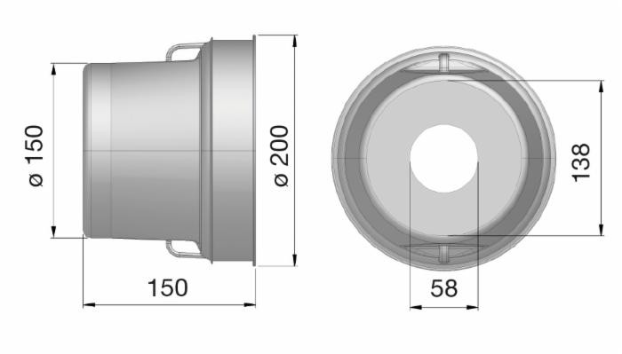 Controcuffia tonda in plastica rigida,lunghezza 150mm - Seat Plastic
