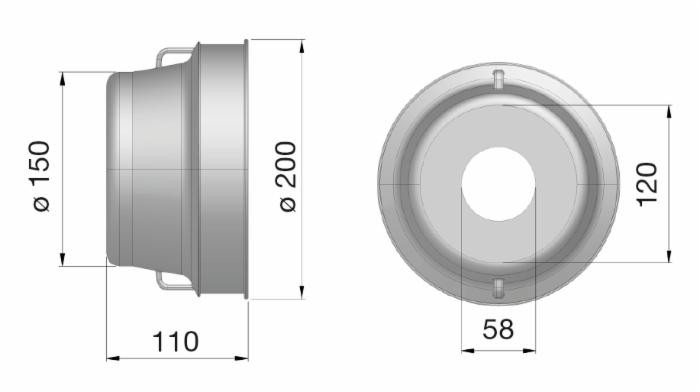 Controcuffia tonda piccola Ø200 e lunghezza 110mm - Seat Plastic