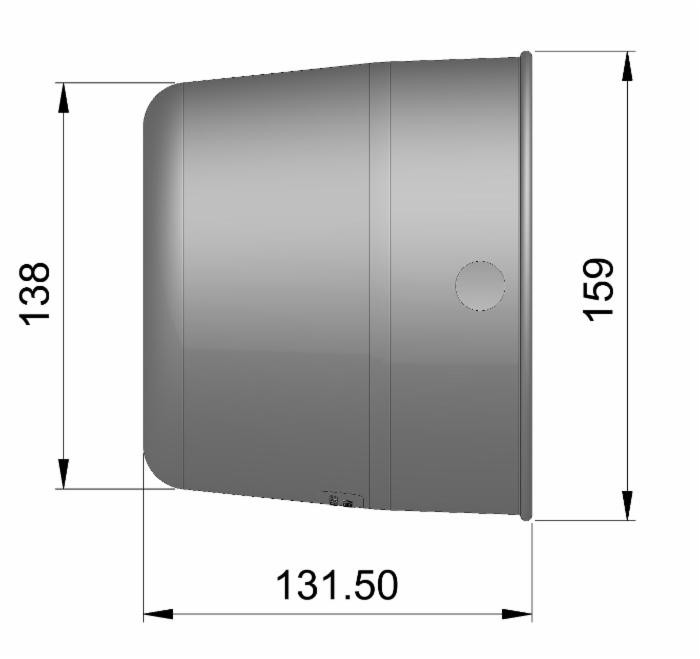 Controcuffia cilindrica lunghezza 131,50mm - Seat Plastic