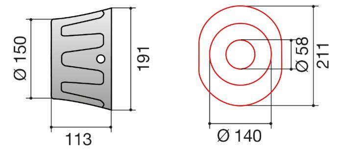 Controcuffia ovale lunghezza 113mm - Meccanoplast