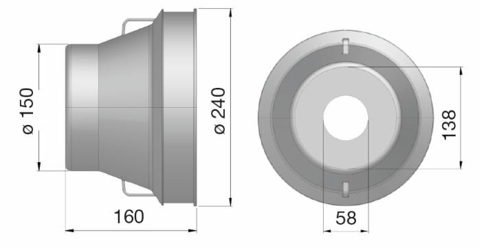 Controcuffia tonda grande Ø150 - 240 e lunghezza 160mm - Seat Plastic
