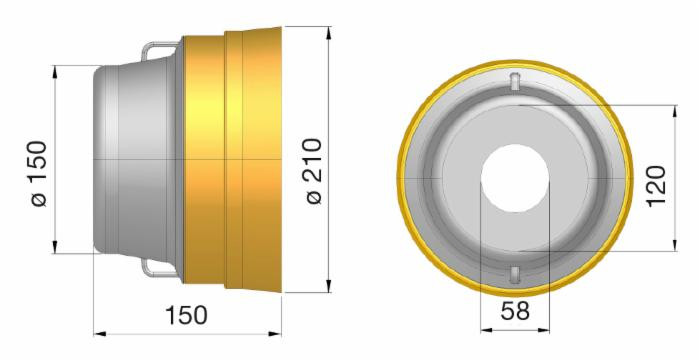 Controcuffia tonda piccola Ø150 - 210 e lunghezza 150mm - Seat Plastic