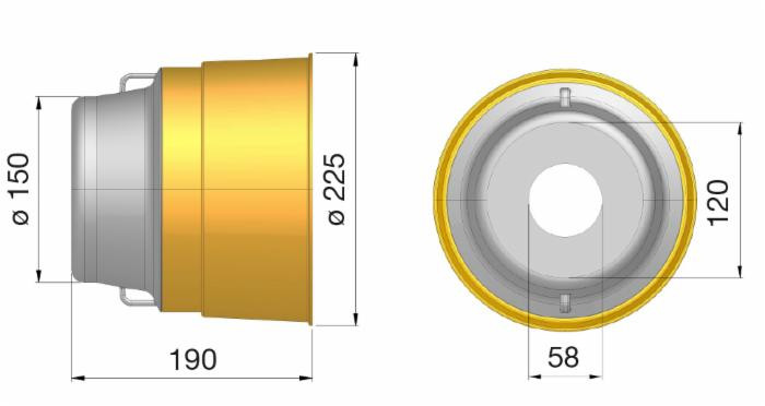 Controcuffia tonda piccola Ø150 - 225 e lunghezza 190mm - Seat Plastic