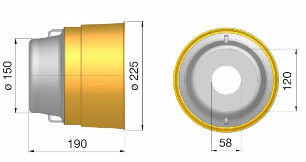 Controcuffia tonda piccola Ø150 - 225 e lunghezza 190mm - Seat Plastic