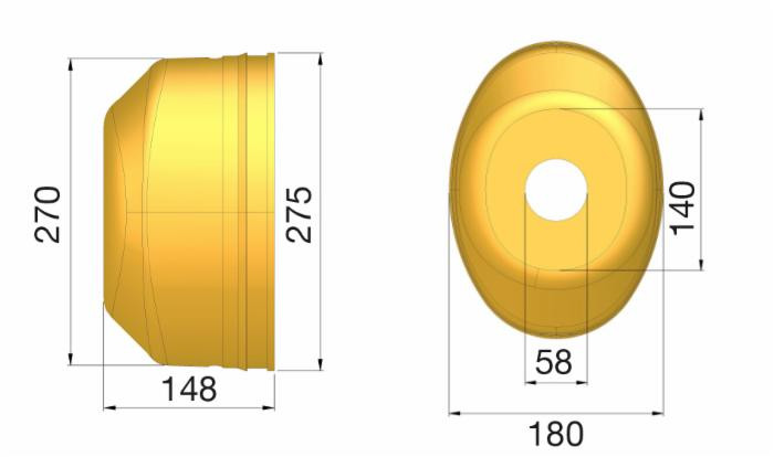 Controcuffia ovale modello standard Ø270 - 275 - Seat Plastic