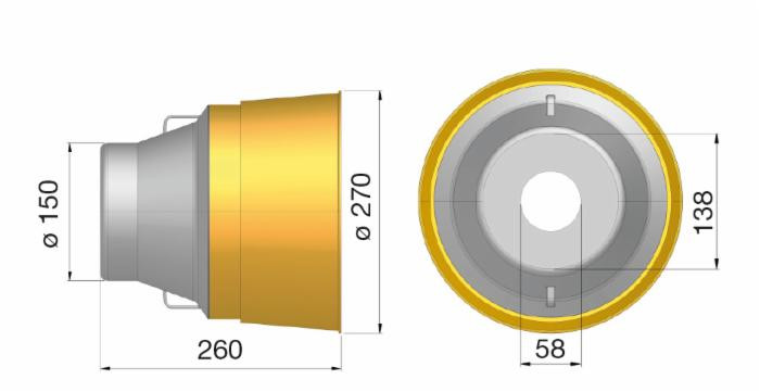 Controcuffia tonda grande Ø150 - 270 e lunghezza 260mm - Seat Plastic