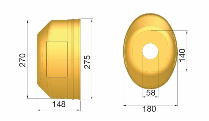 Controcuffia di plastica con sportello,lunghezza 148mm - Seat Plastic