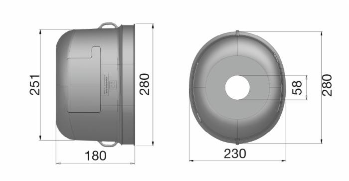 Controcuffia ovale media con 2 aperture - Seat Plastic