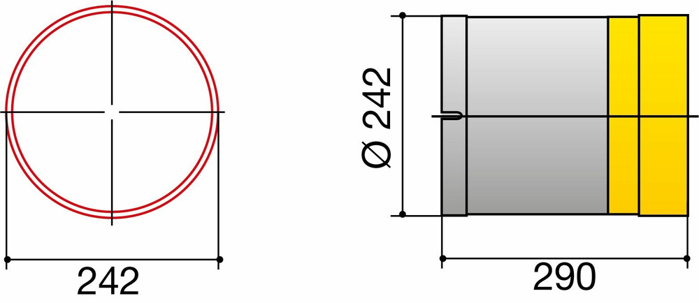 Controcuffia sfilabile liscia Ø242 e lunghezza 290mm - Meccanoplast