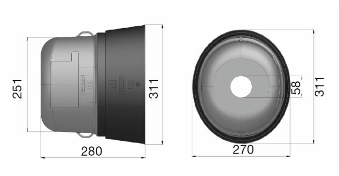 Controcuffia ovale media lunghezza 280mm 1 apertura - Seat Plastic