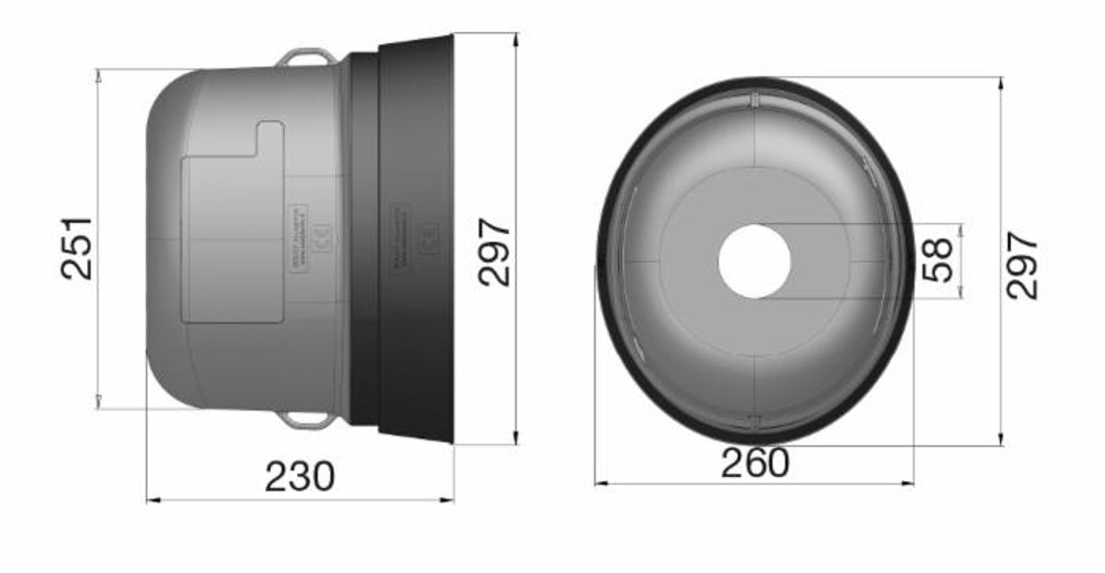 Controcuffia ovale media lunghezza 230mm,2 aperture - Seat Plastic