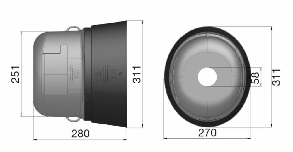 Controcuffia ovale media lunghezza 280mm 2 aperture - Seat Plastic
