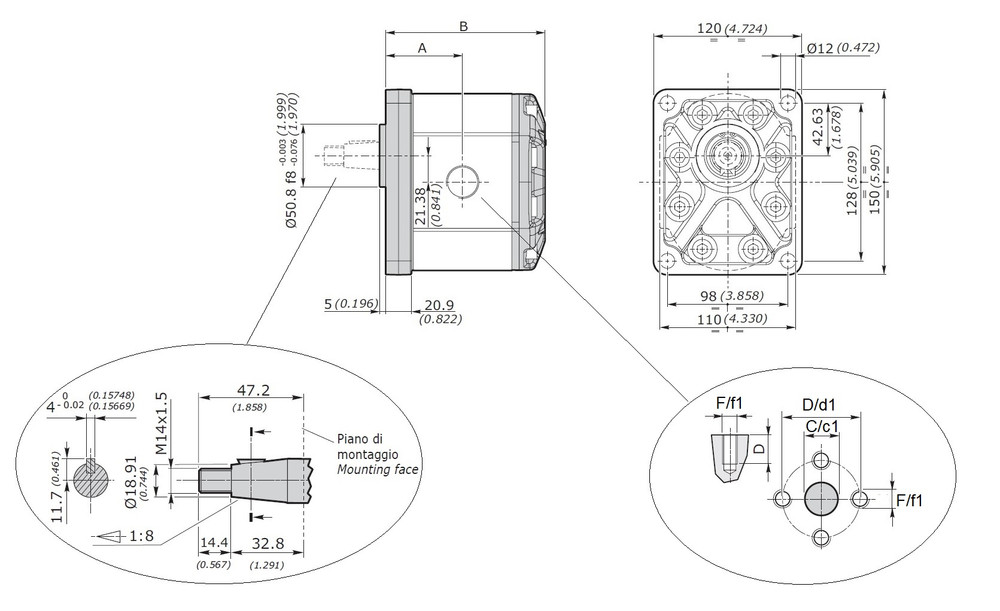 Pompa ad ingranaggi gruppo 3 62,70 CC sx - Ama Refluid