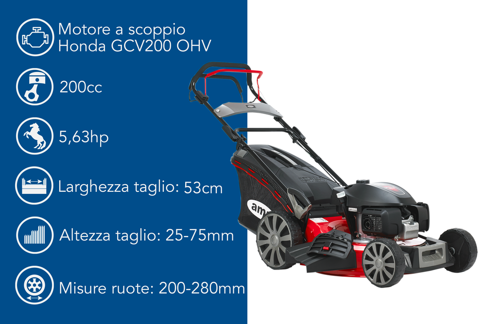 Rasaerba a trazione Ama TRX 531H da 200cc funzioni 4in1 - Ama