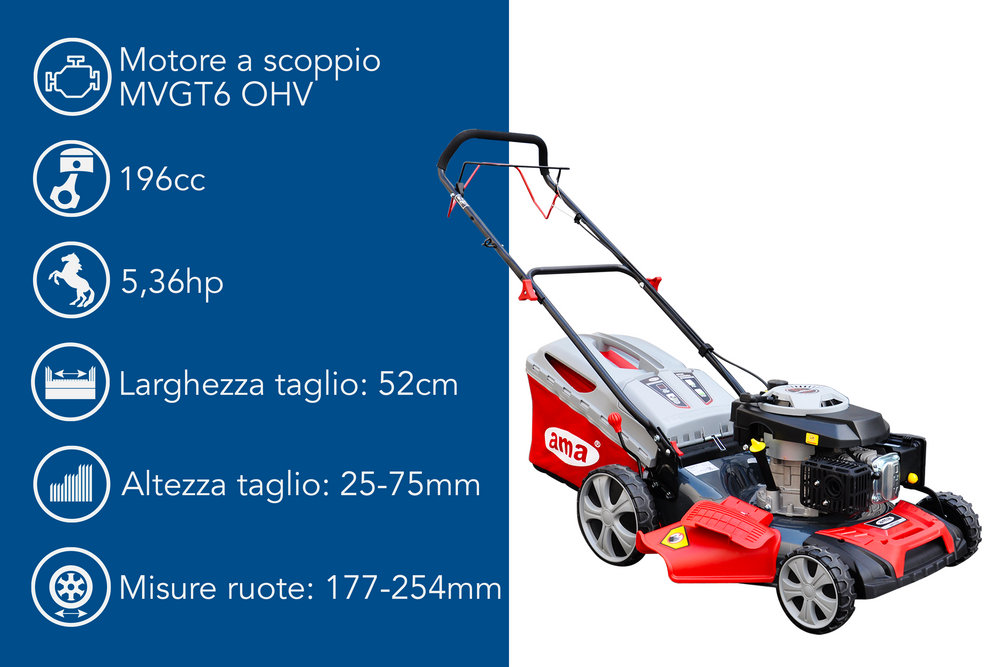 Rasaerba a trazione Ama NRT52X da 196cc funzioni 4in1 - Ama