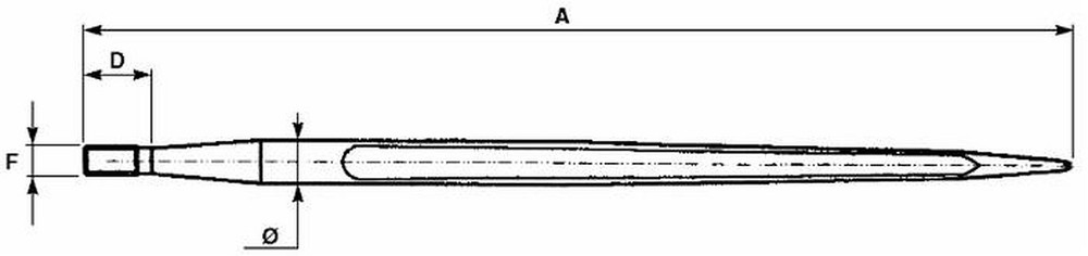Punta per forca letame di alta qualità ø 36mm lunghezza 950mm - Shw