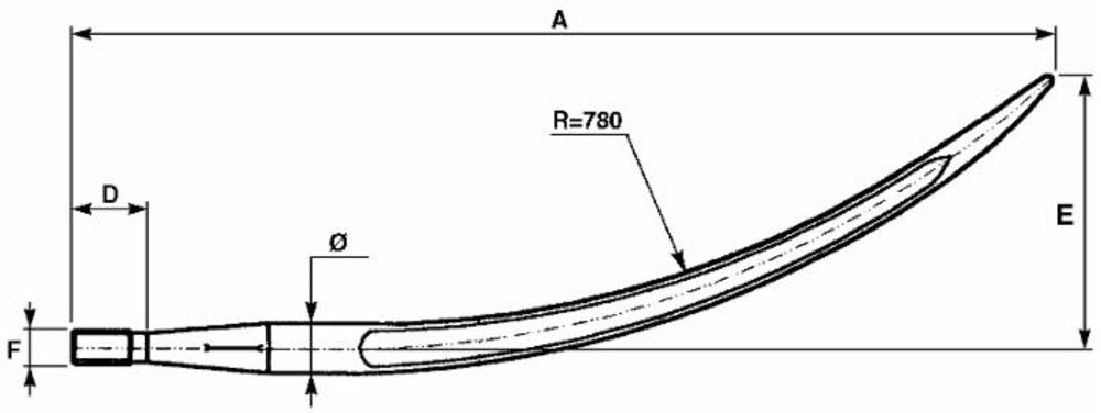 Punta curva per forca letame ø 36mm lunghezza 600mm - Shw Punta curva per forca letame ø 36mm lunghezza 600mm - Shw