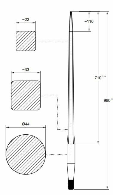 Punta filettata per caricamento frontale ø 42mm lunghezza 980mm - Shw