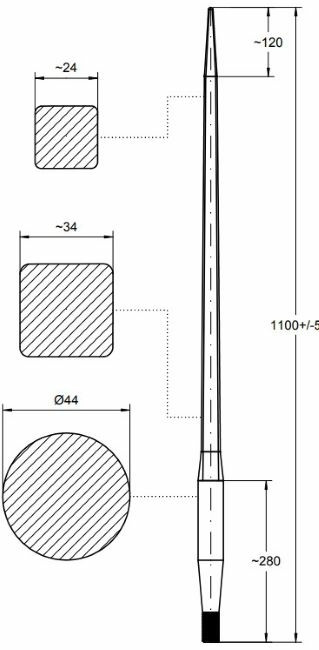 Punta filettata per caricamento frontale ø 42mm lunghezza 1100mm - Shw