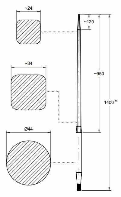Punta filettata per caricamento frontale ø 42mm lunghezza 1400mm - Shw