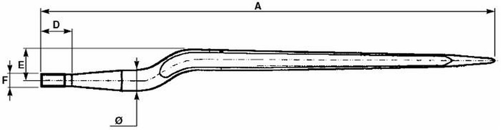Punta piegata per forca letame ø 36 lunghezza 880mm - Shw