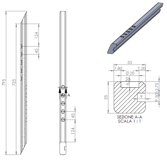 Scalpello adattabile Nardi 6CS 64 35X35 sx - Ama