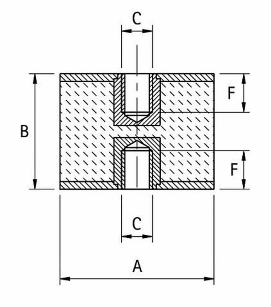 Antivibrante femmina/femmina 15x15,M4 - Ama