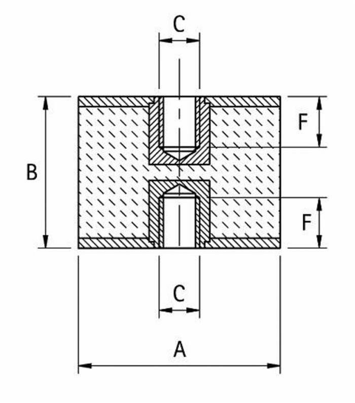 Antivibrante femmina/femmina 40x30,M10 - Ama