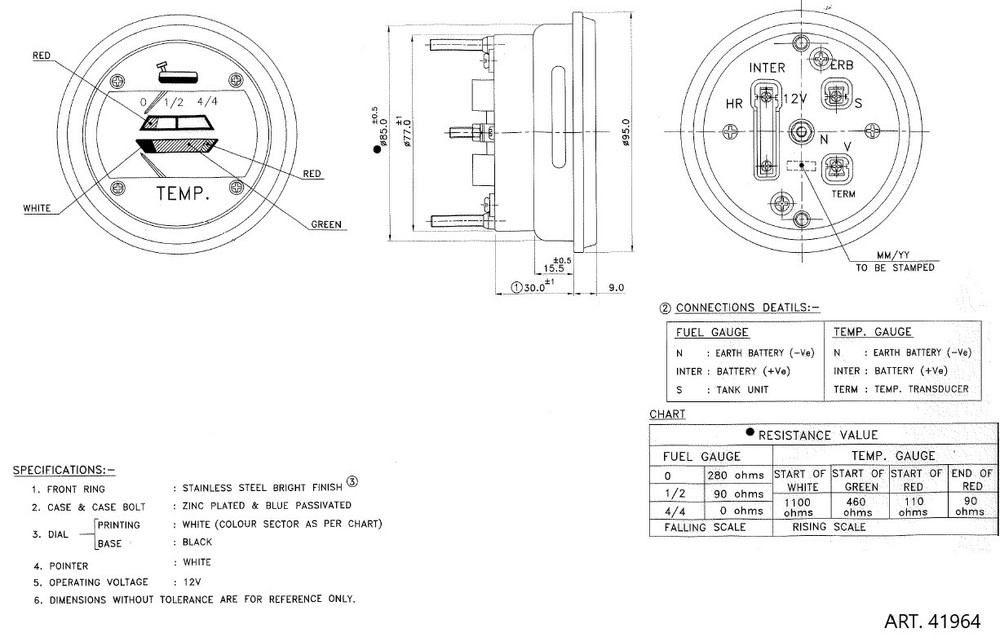 Indicatore di temperatura motore adattabile al riferimento originale New Holland 4334917 - CNH