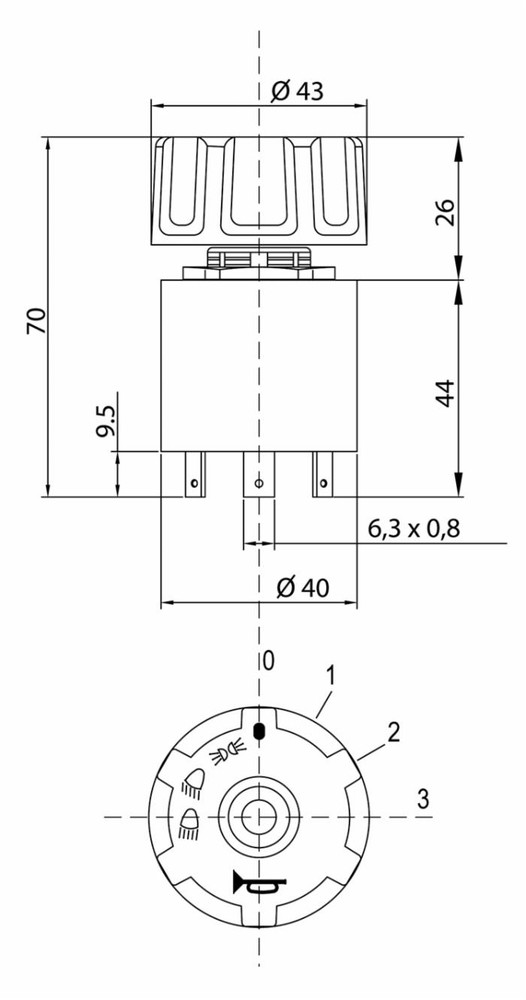 Commutatore luci 12V 4 posizioni con avvisatore acustico dima 22,5mm - Ama